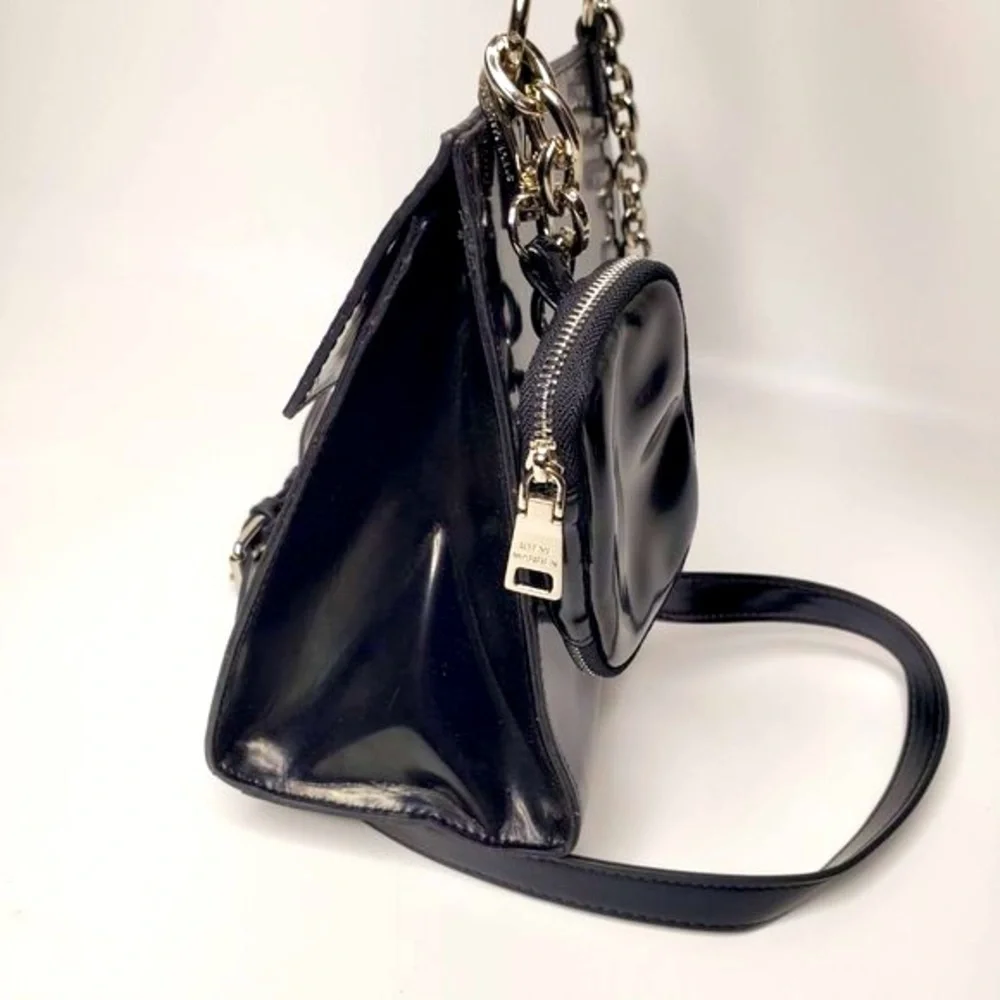 Steve Madden Black Patent Finish Chain Strap Crossbody‎ Purse